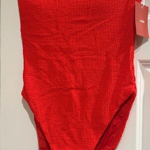 Andie Bold Red Textured Swimsuit